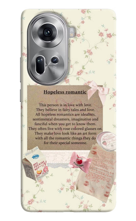 Hopeless Romantic Oppo Reno11 Hard Case Back Cover by Casekaro