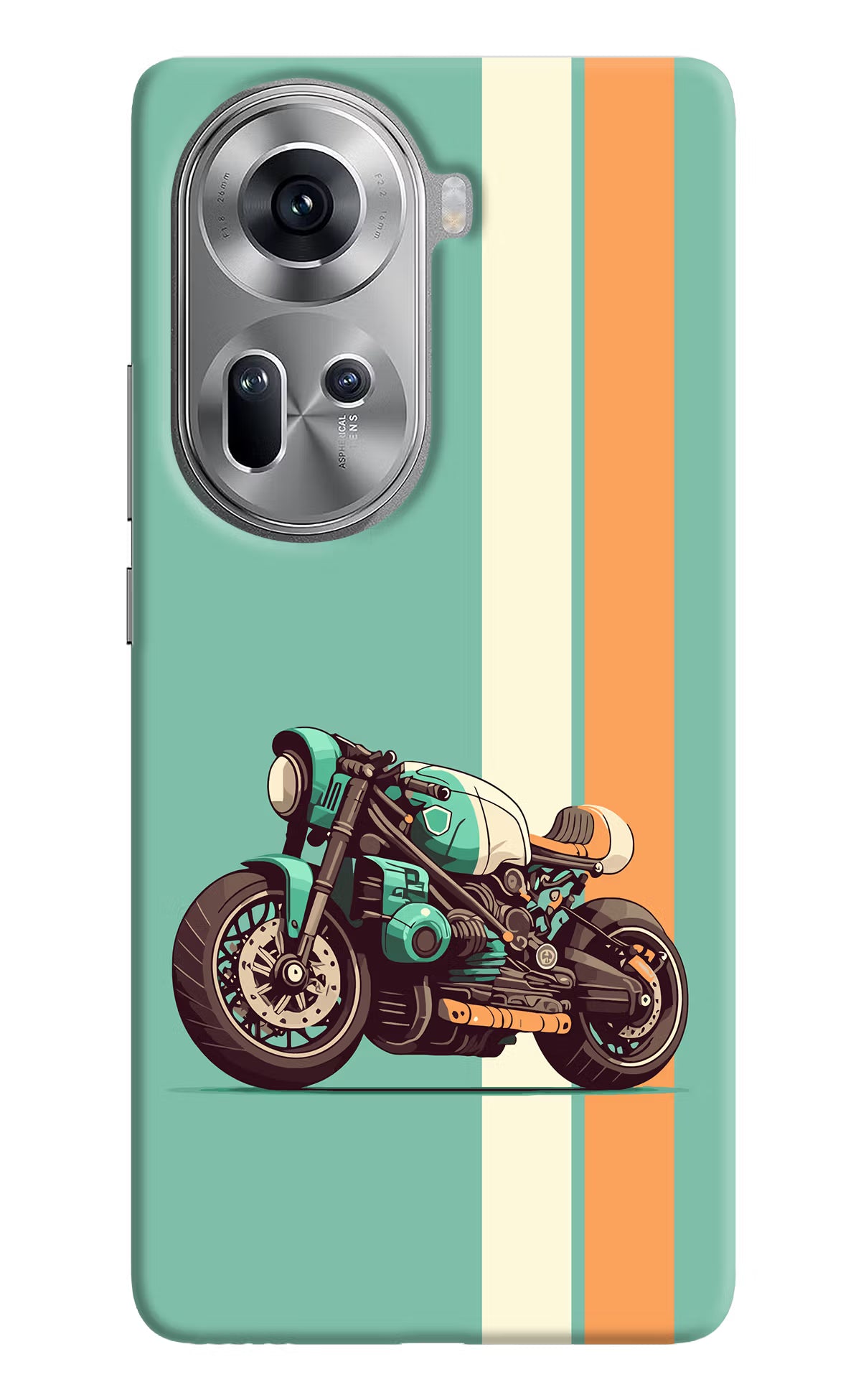 Striped Moto Drift Oppo Reno11 Hard Case Back Cover by Casekaro