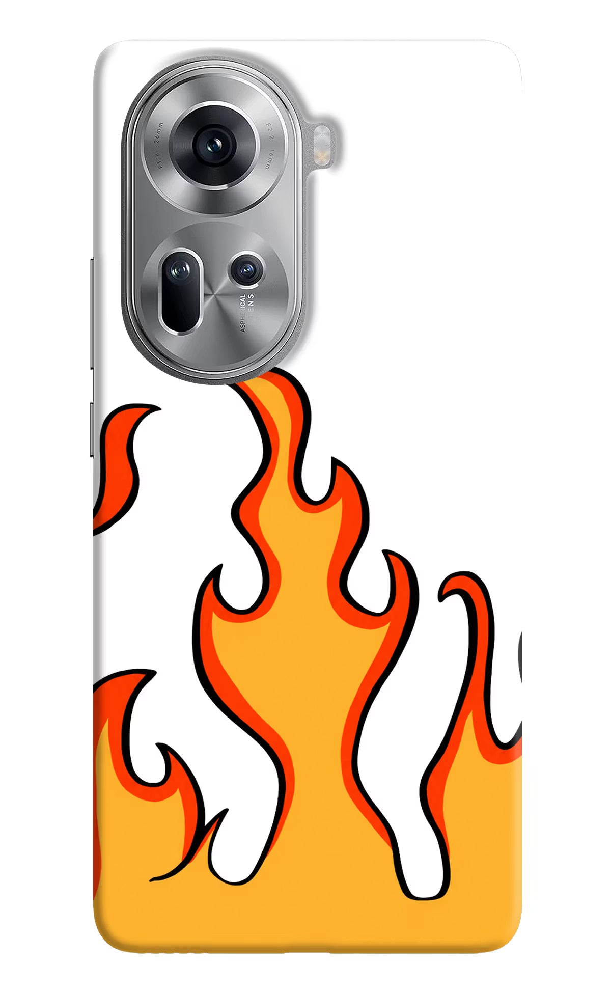 Fired Up – White Oppo Reno11 Hard Case Back Cover by Casekaro