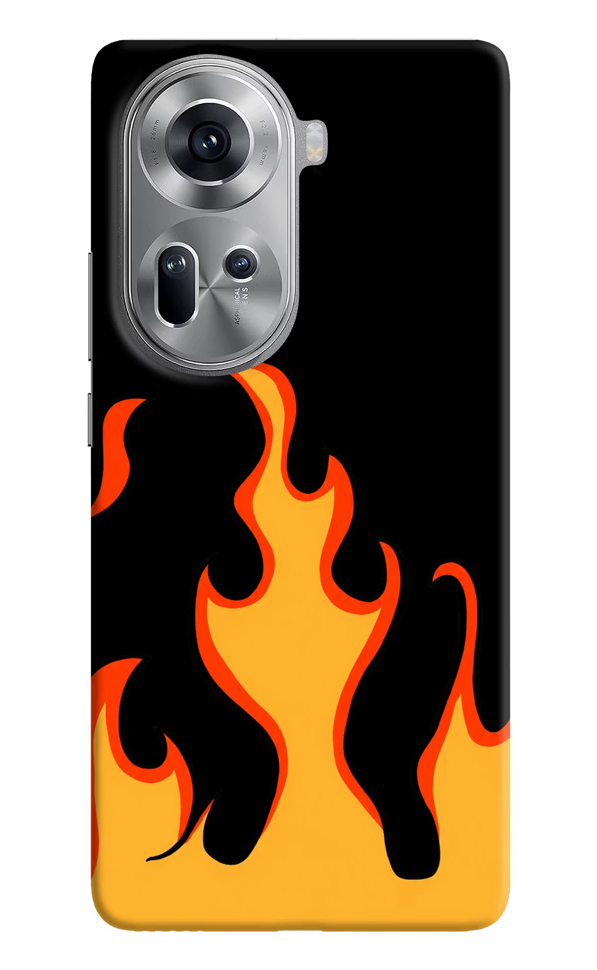 Fired Up – Black Oppo Reno11 Hard Case Back Cover by Casekaro