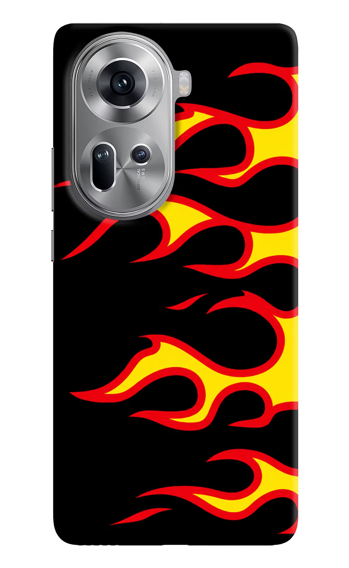 Side Sweep Flames Oppo Reno11 Hard Case Back Cover by Casekaro