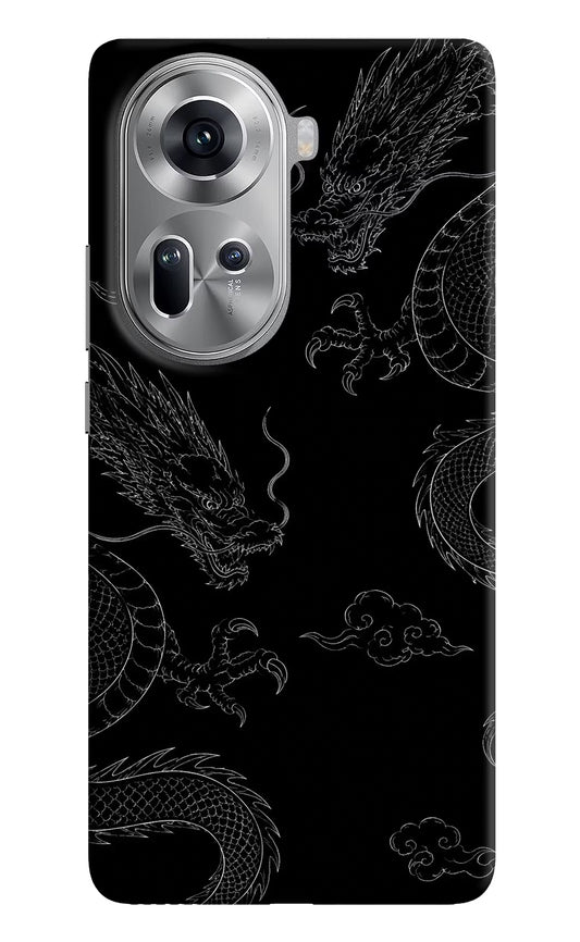 Twin Dragons Oppo Reno11 Hard Case Back Cover by Casekaro