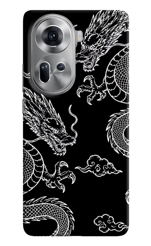 Twin Dragons Oppo Reno11 Hard Case Back Cover by Casekaro