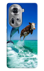Dolphin vs Cow Oppo Reno11 Hard Case Back Cover by Casekaro