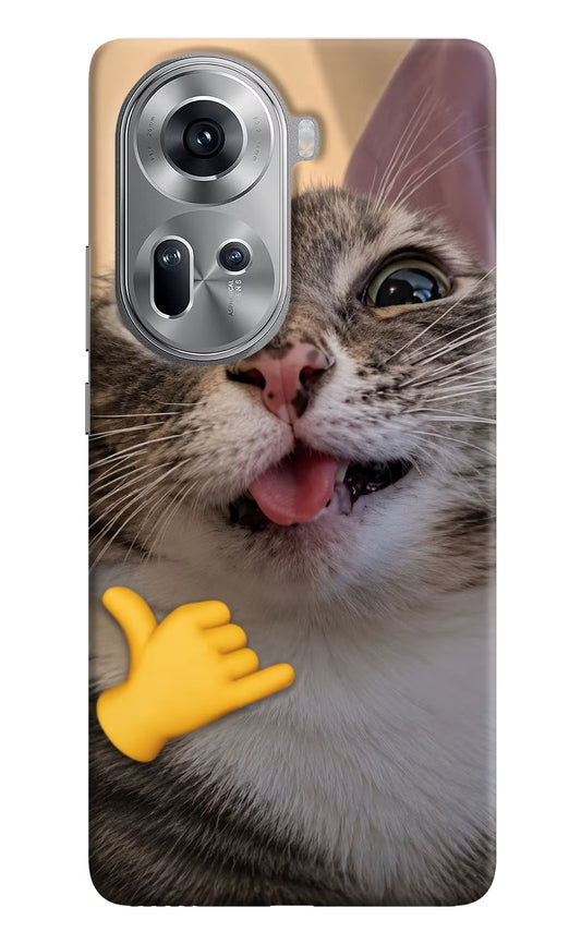 Silly Cat Call Oppo Reno11 Hard Case Back Cover by Casekaro