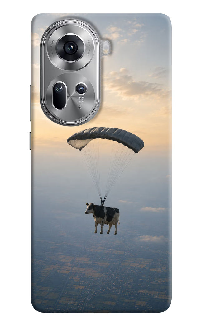 Skydiving Cow Oppo Reno11 Hard Case Back Cover by Casekaro