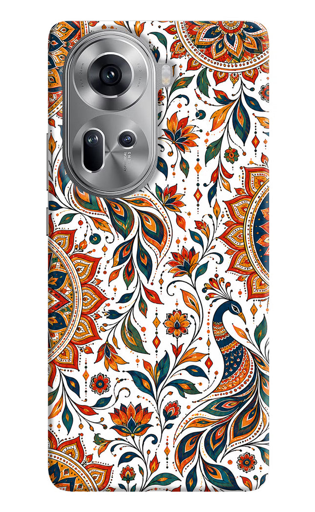 White Mayura Oppo Reno11 Hard Case Back Cover by Casekaro