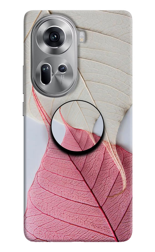 White Pink Leaf Oppo Reno11 Pop Case by Casekaro