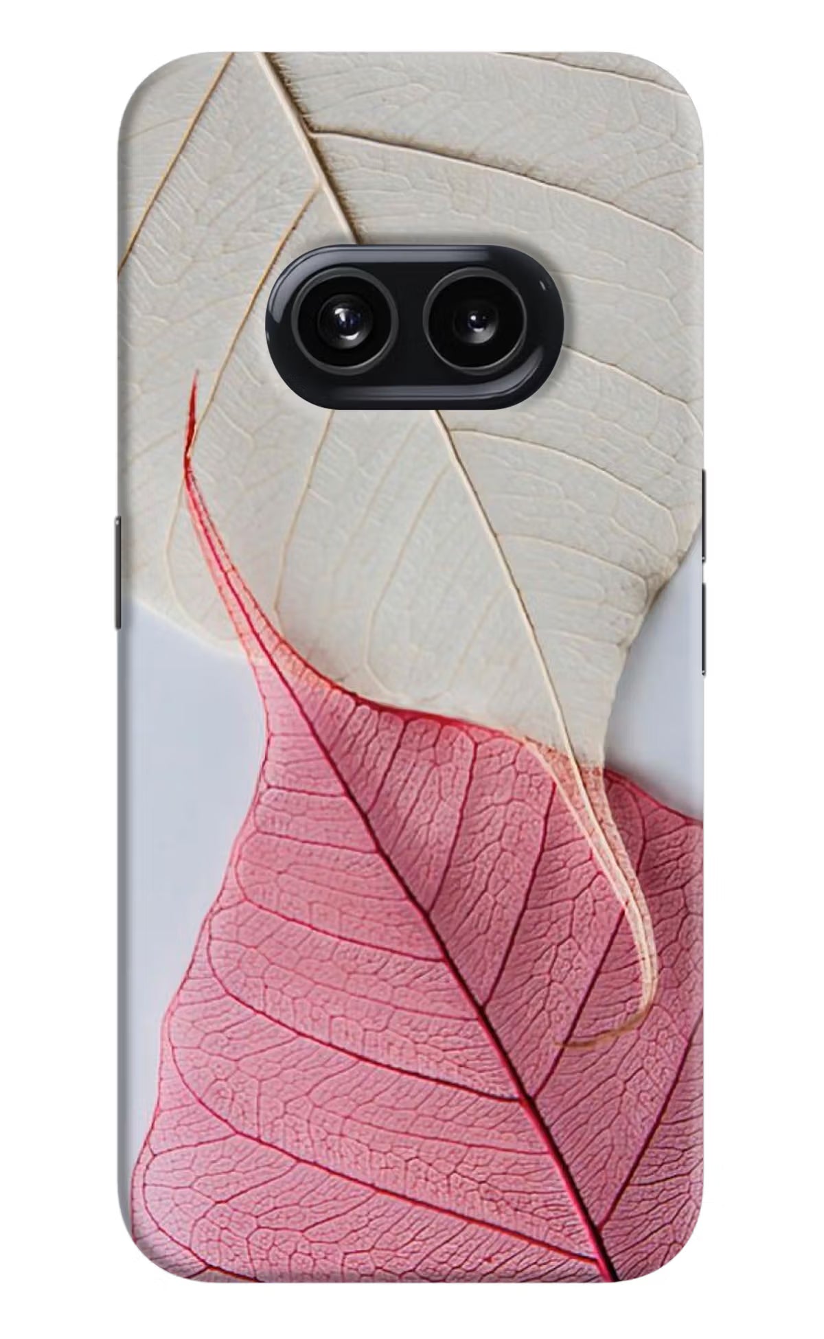 White Pink Leaf Nothing Phone 2A Hard Case Back Cover by Casekaro