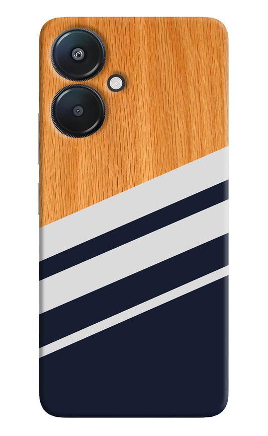 Blue and white wooden Redmi 13C 5G Back Cover