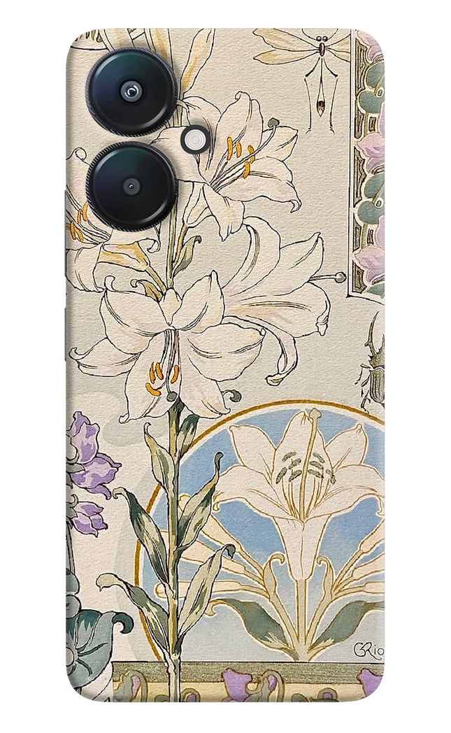 White Lily Redmi 13C 5G Hard Case Back Cover by Casekaro