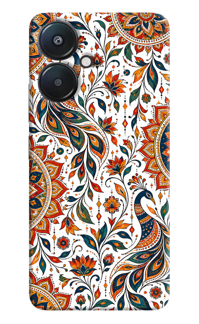 White Mayura Redmi 13C 5G Hard Case Back Cover by Casekaro