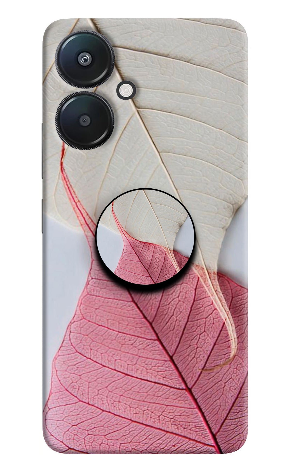 White Pink Leaf Redmi 13C 5G Pop Case