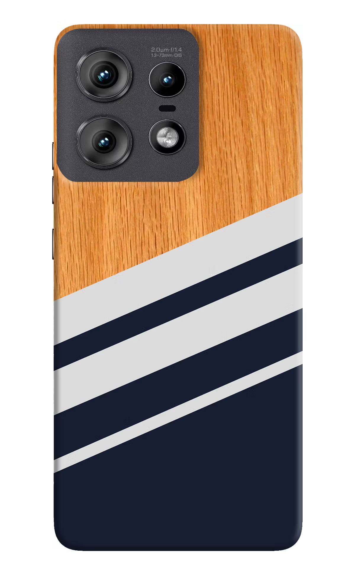 Blue and white wooden Moto Edge 50 Pro 5G Hard Case Back Cover by Casekaro