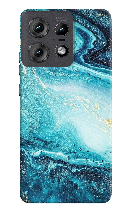 Blue Glitter Marble Moto Edge 50 Pro 5G Hard Case Back Cover by Casekaro