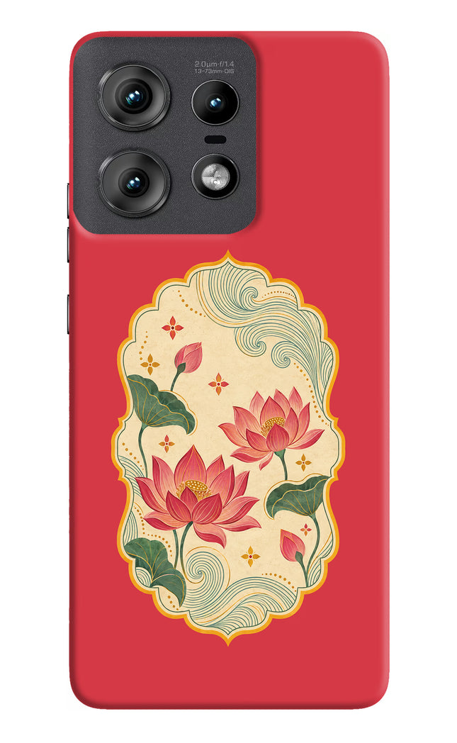 Pink Lotus Moto Edge 50 Pro 5G Hard Case Back Cover by Casekaro