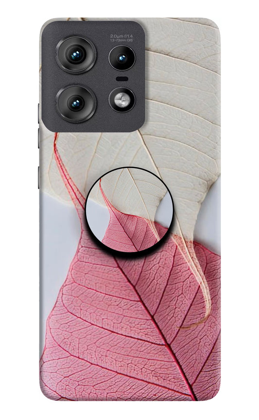 White Pink Leaf Moto Edge 50 Pro 5G Pop Case by Casekaro