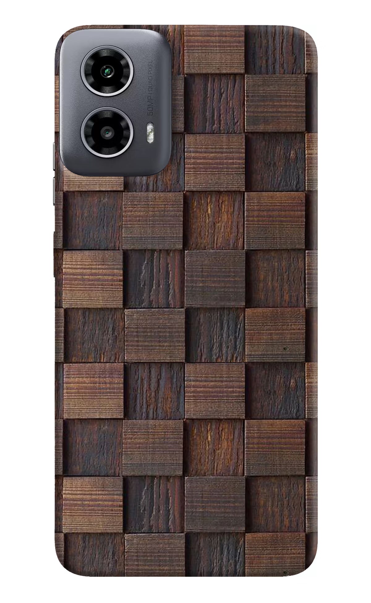 Wooden Cube Design Moto G34 5G Hard Case Back Cover by Casekaro