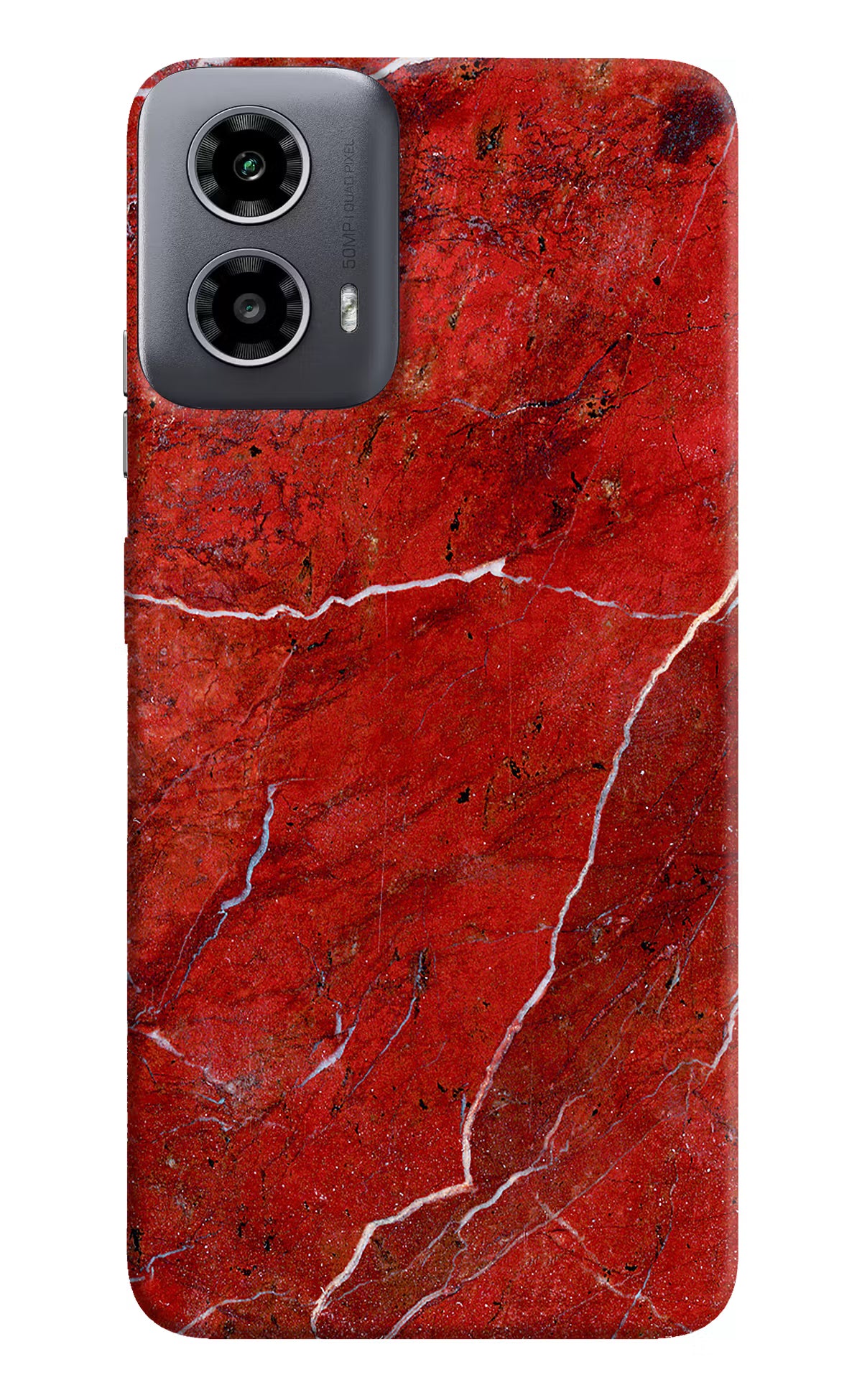 Red Marble Design Moto G34 5G Hard Case Back Cover by Casekaro
