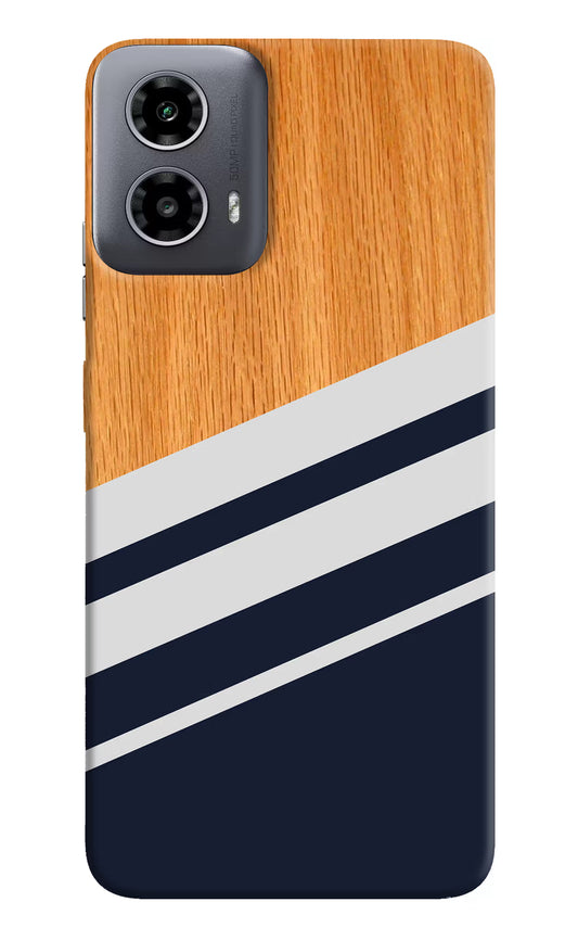 Blue and white wooden Moto G34 5G Hard Case Back Cover by Casekaro