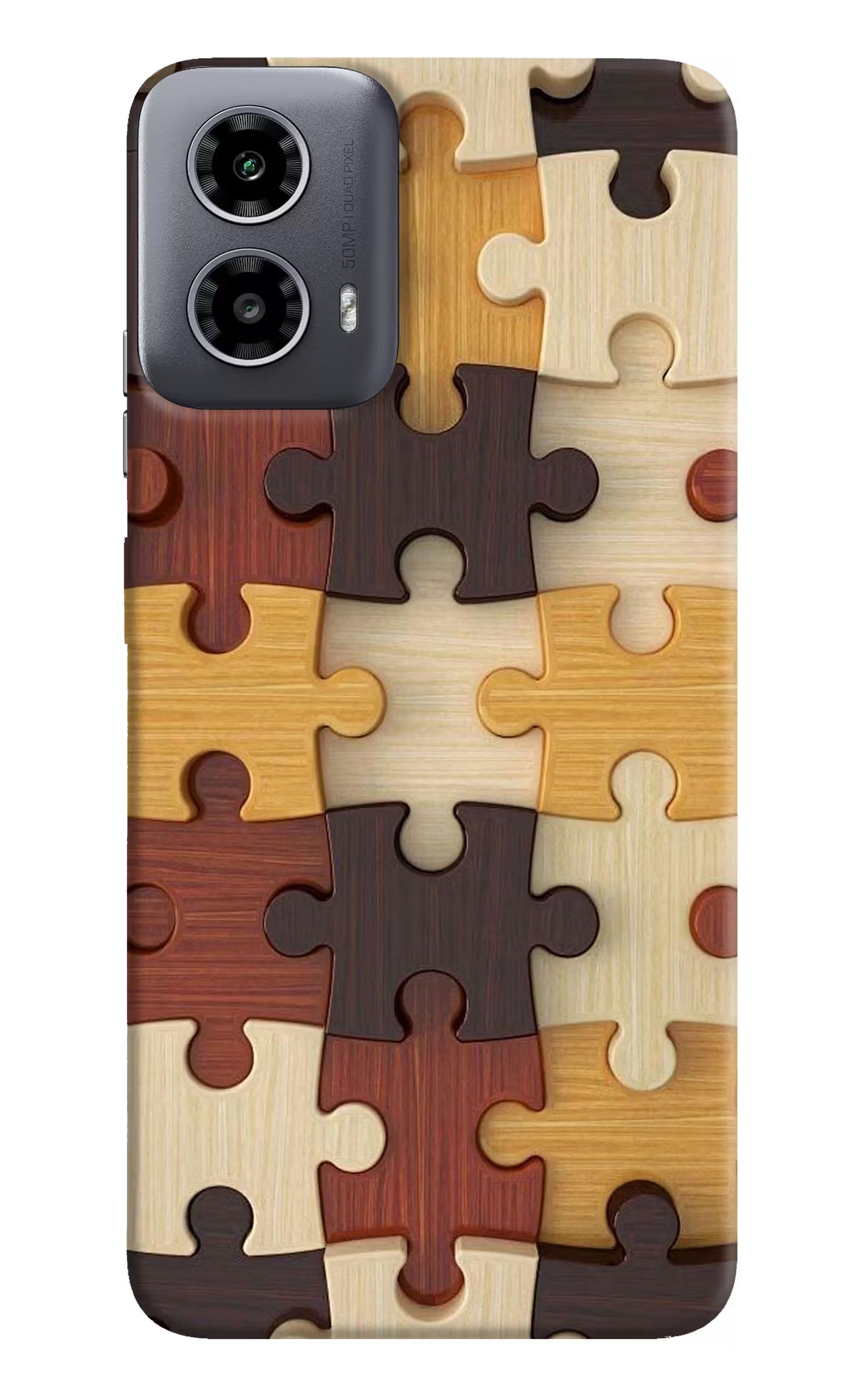 Wooden Puzzle Moto G34 5G Hard Case Back Cover by Casekaro