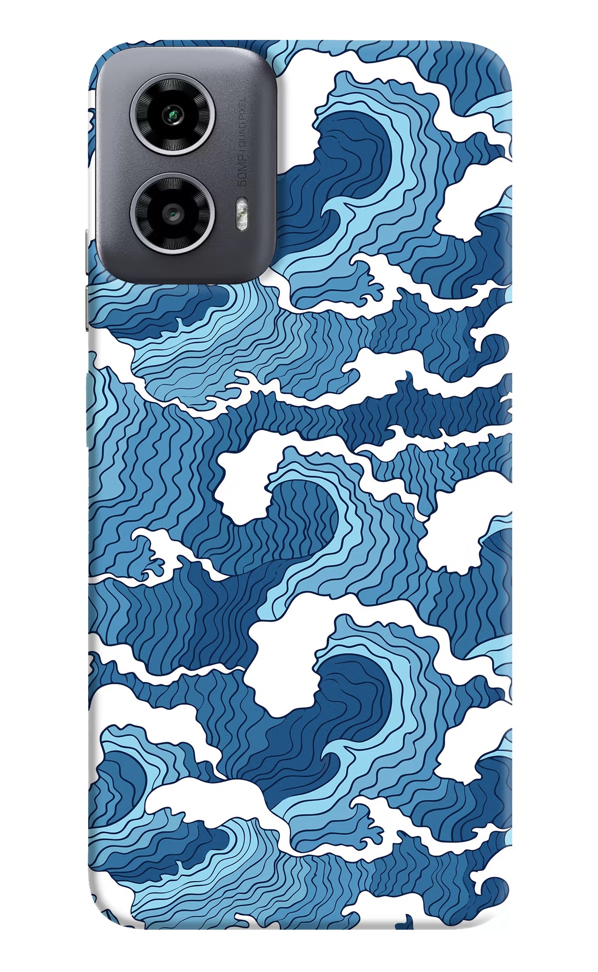 Blue Waves Moto G34 5G Hard Case Back Cover by Casekaro