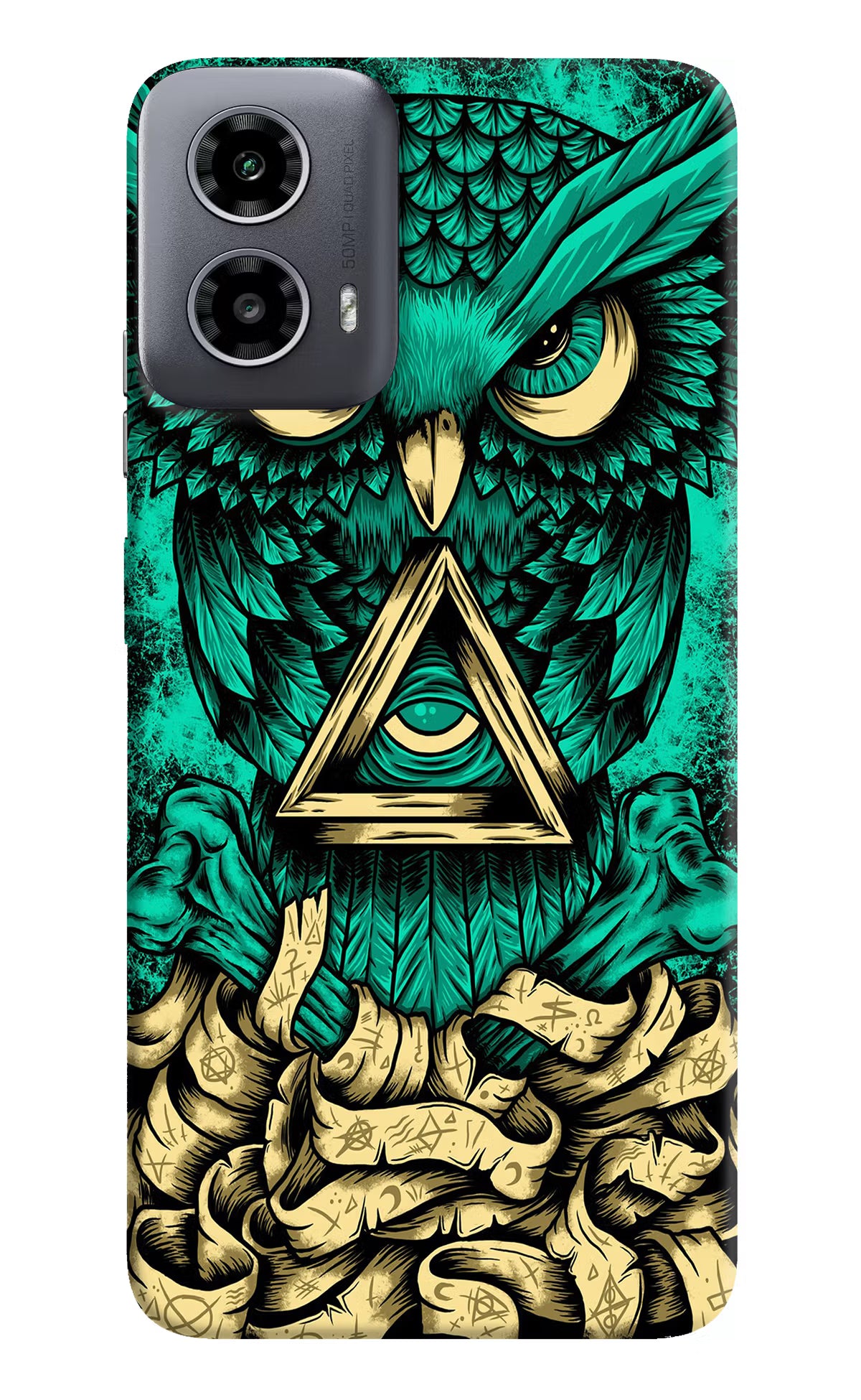 Green Owl Moto G34 5G Hard Case Back Cover by Casekaro
