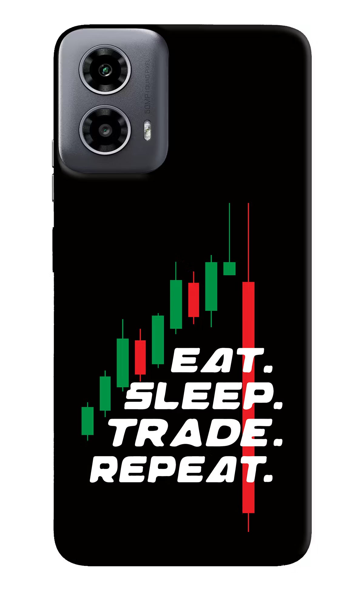 Eat Sleep Trade Repeat Moto G34 5G Hard Case Back Cover by Casekaro