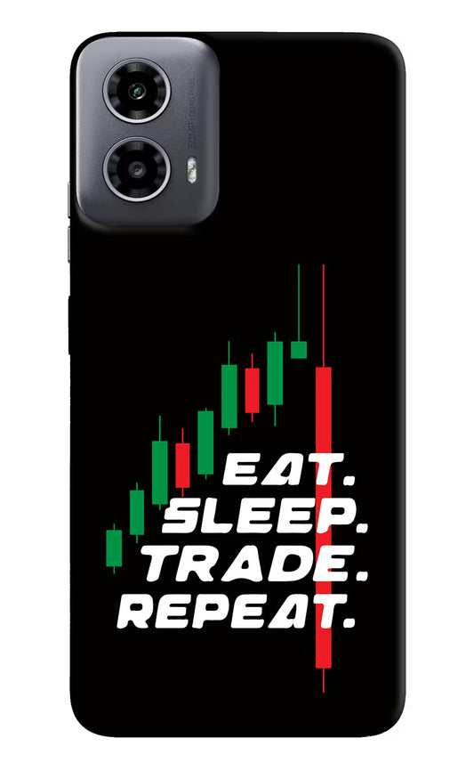 Eat Sleep Trade Repeat Moto G34 5G Hard Case Back Cover by Casekaro