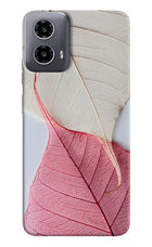 White Pink Leaf Moto G34 5G Hard Case Back Cover by Casekaro