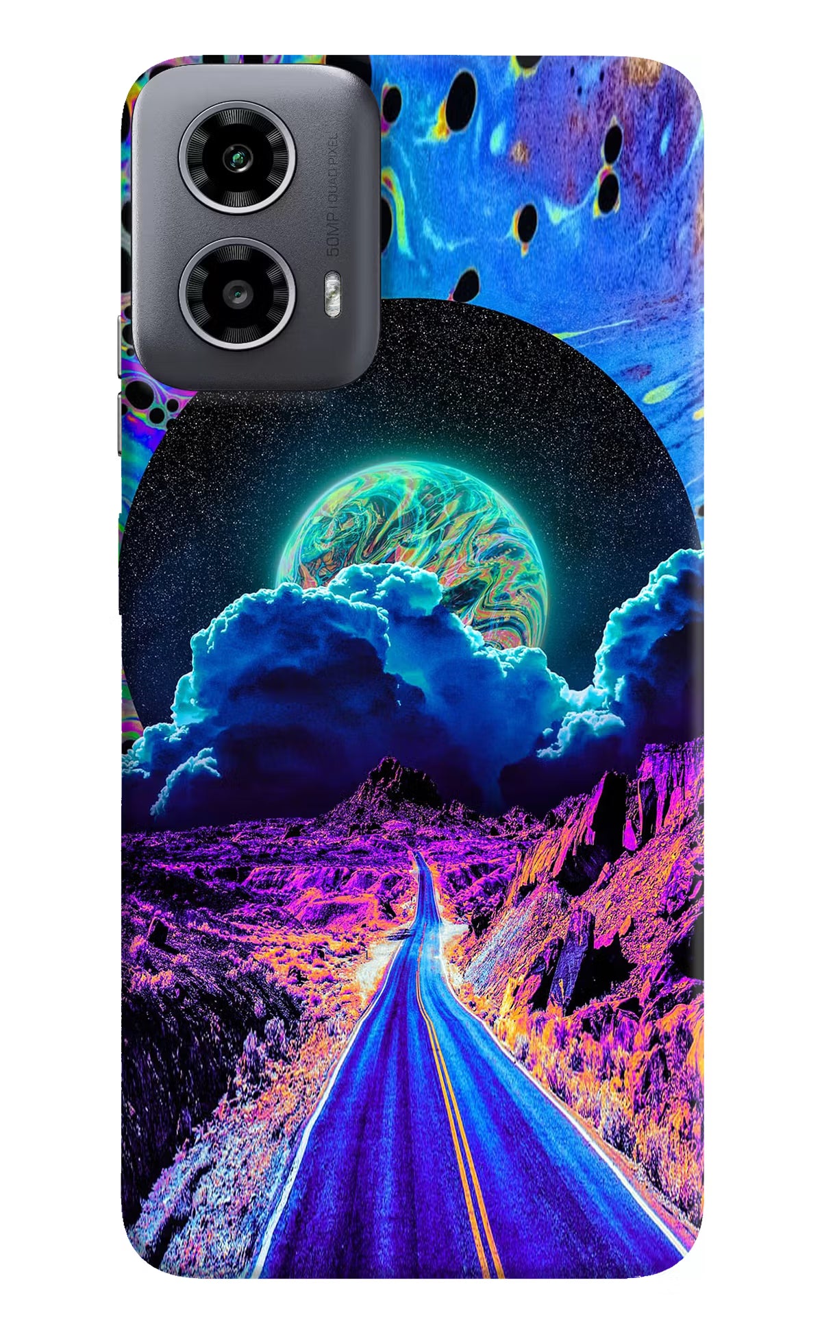 Psychedelic Painting Moto G34 5G Hard Case Back Cover by Casekaro