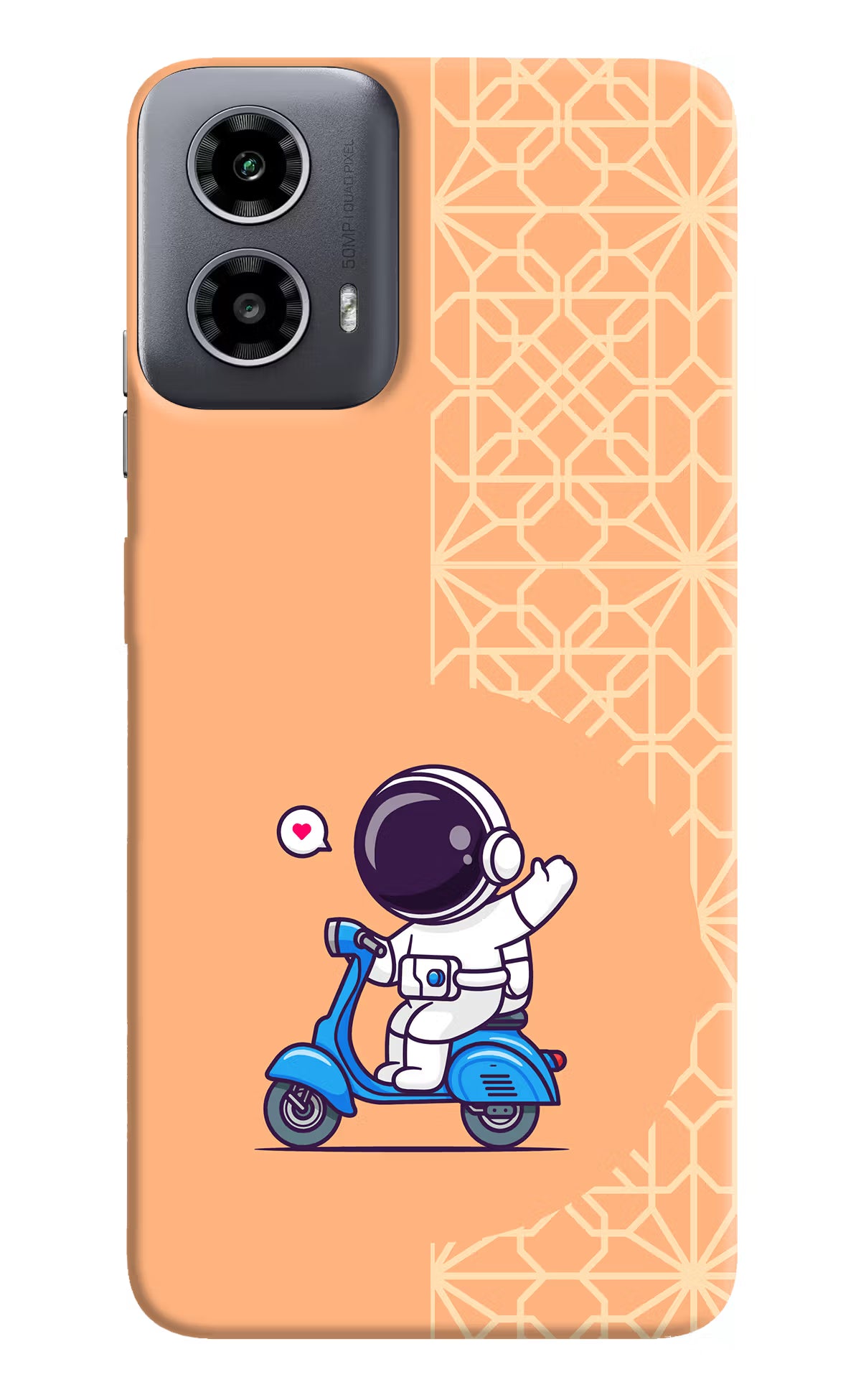 Cute Astronaut Riding Moto G34 5G Hard Case Back Cover by Casekaro