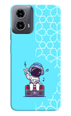 Cute Astronaut Chilling Moto G34 5G Hard Case Back Cover by Casekaro