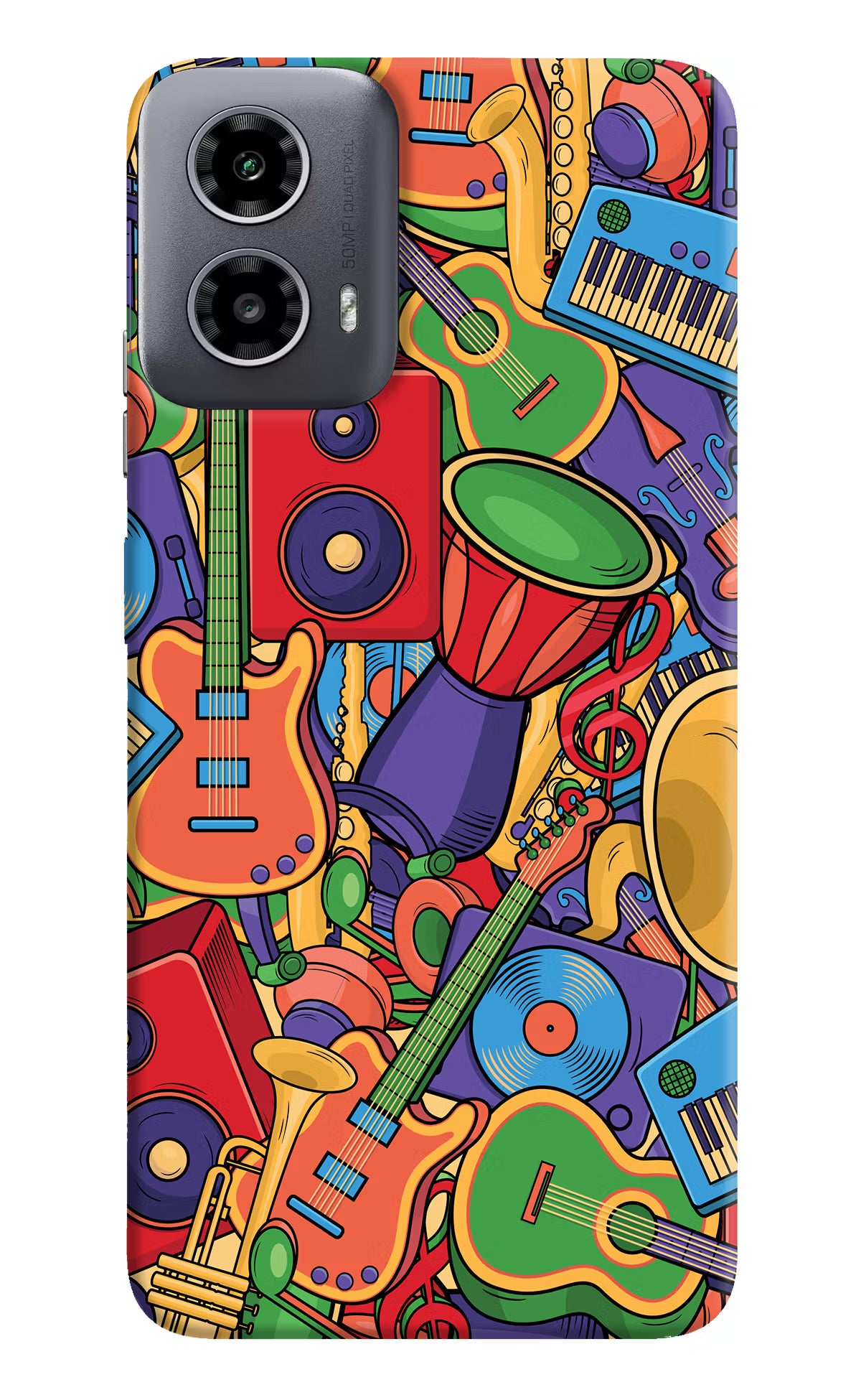 Music Instrument Doodle Moto G34 5G Hard Case Back Cover by Casekaro