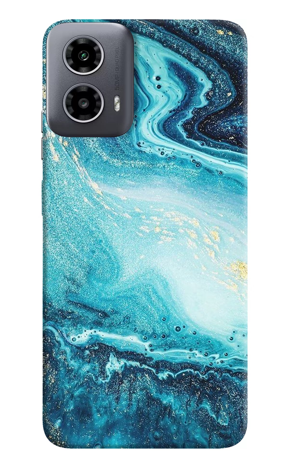 Blue Glitter Marble Moto G34 5G Hard Case Back Cover by Casekaro