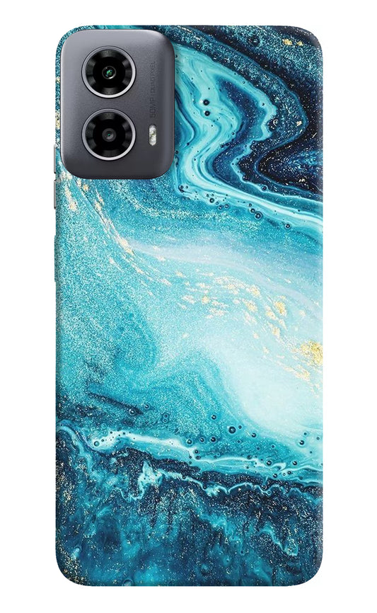 Blue Glitter Marble Moto G34 5G Hard Case Back Cover by Casekaro