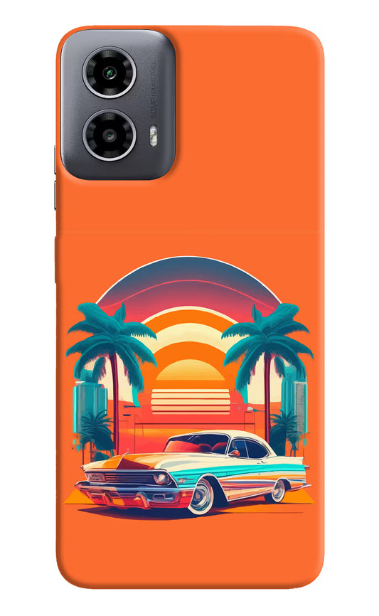 Palm Drive 80s Moto G34 5G Hard Case Back Cover by Casekaro