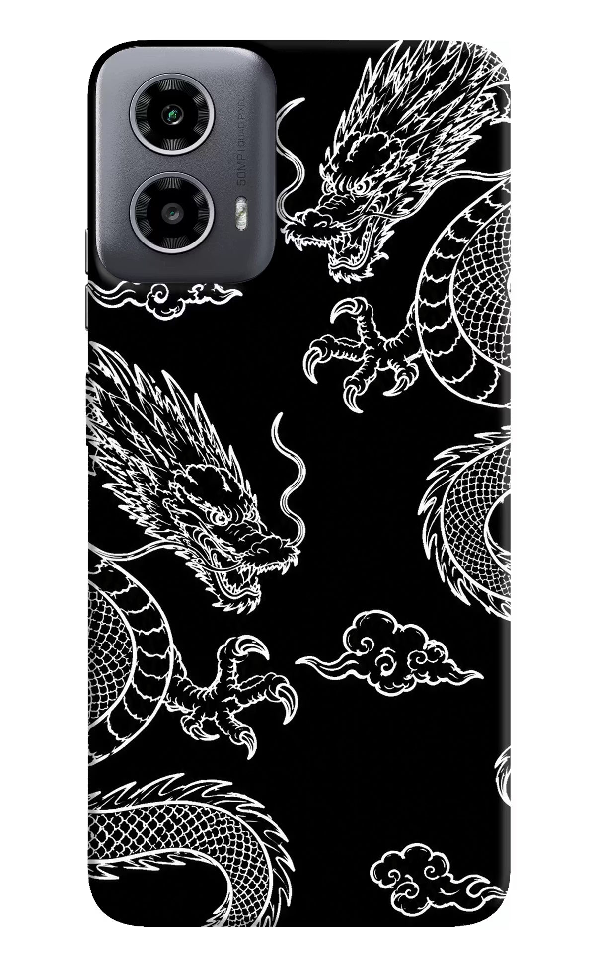 Twin Dragons Moto G34 5G Hard Case Back Cover by Casekaro