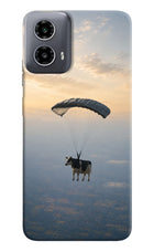 Skydiving Cow Moto G34 5G Hard Case Back Cover by Casekaro