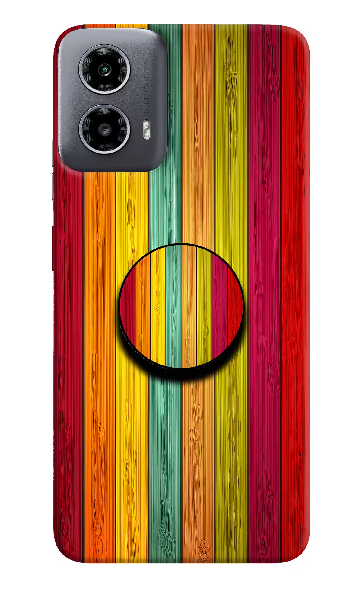 Multicolor Wooden Moto G34 5G Pop Case by Casekaro