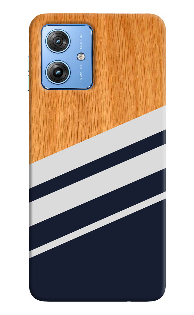 Blue and white wooden Moto G64 5G Hard Case Back Cover by Casekaro
