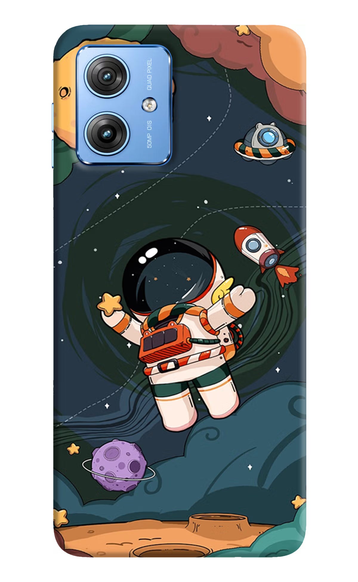 Cartoon Astronaut Moto G64 5G Hard Case Back Cover by Casekaro
