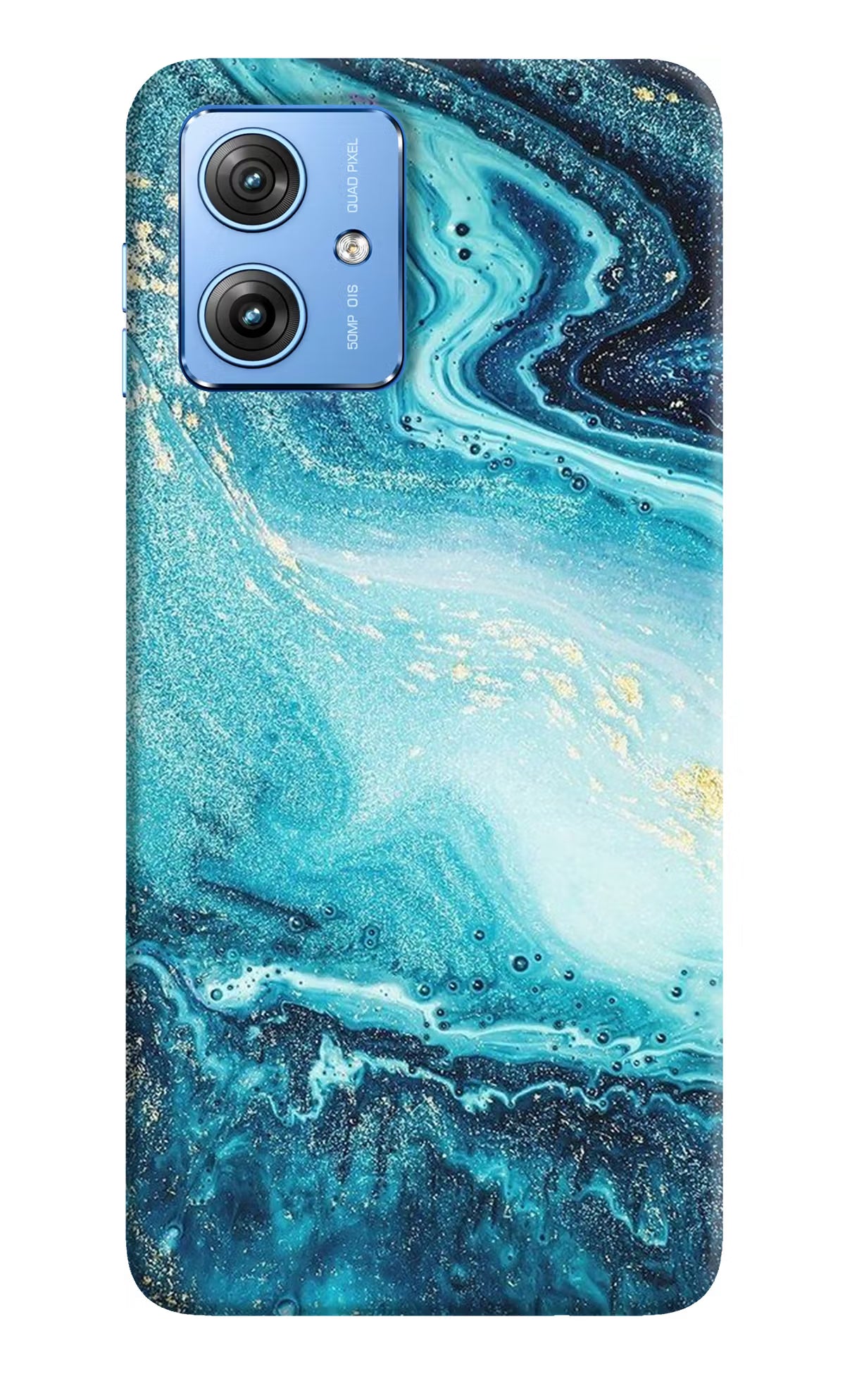 Blue Glitter Marble Moto G64 5G Hard Case Back Cover by Casekaro