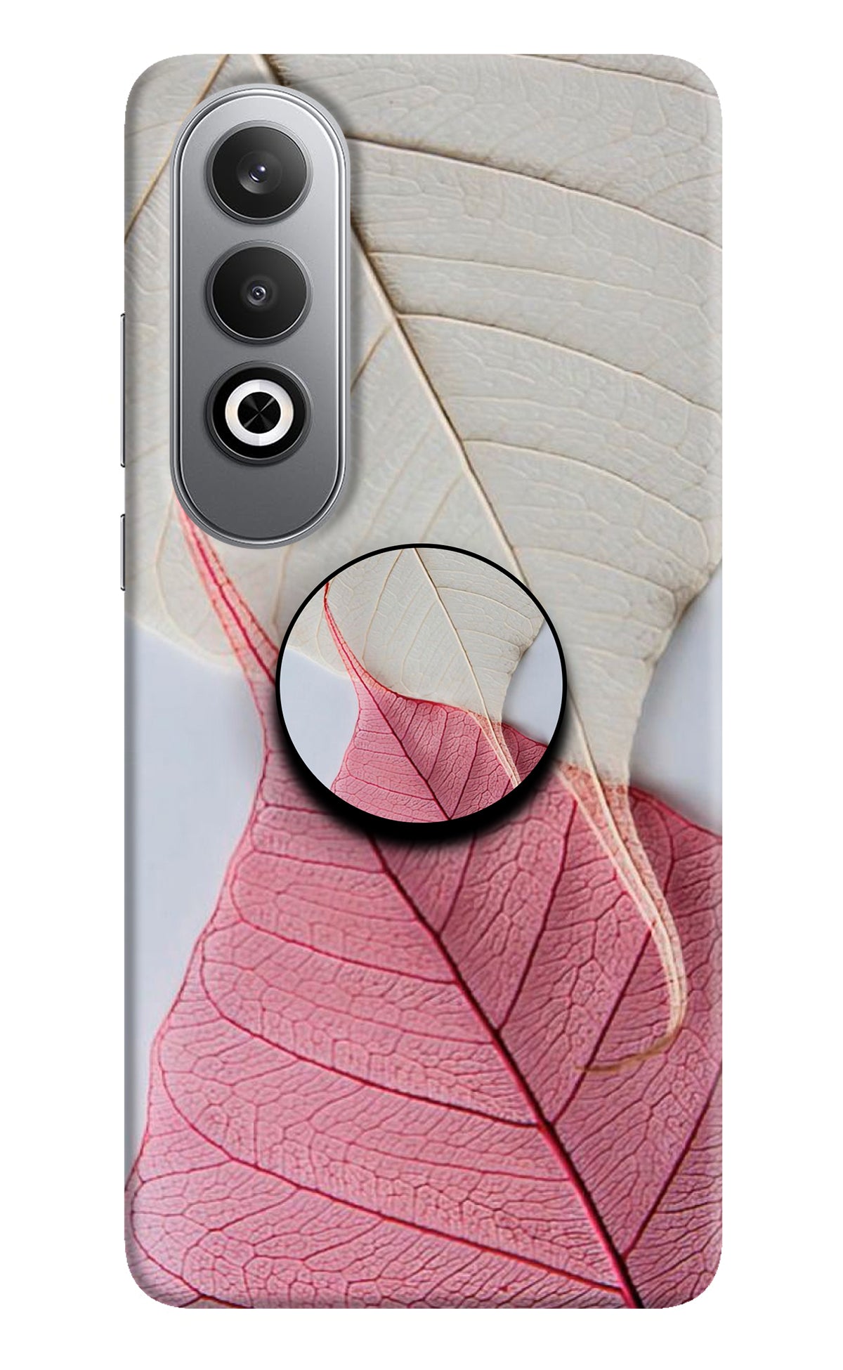 White Pink Leaf Oneplus Nord CE4 Pop Case