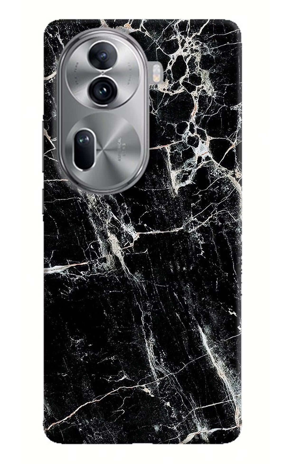 Black Marble Texture Oppo Reno11 Pro 5G Hard Case Back Cover by Casekaro