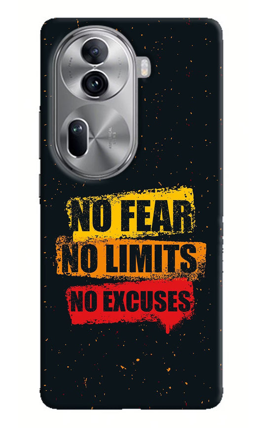 No Fear No Limits No Excuse Oppo Reno11 Pro 5G Hard Case Back Cover by Casekaro