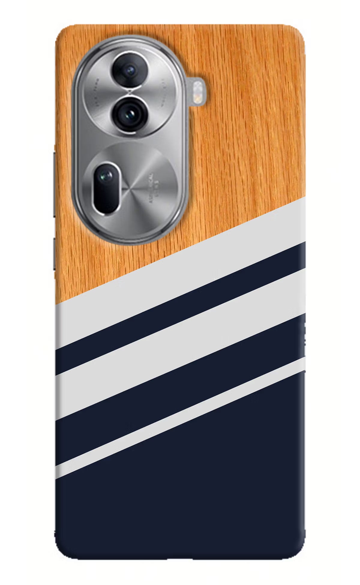 Blue and white wooden Oppo Reno11 Pro 5G Hard Case Back Cover by Casekaro