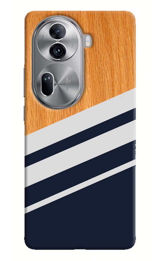 Blue and white wooden Oppo Reno11 Pro 5G Hard Case Back Cover by Casekaro