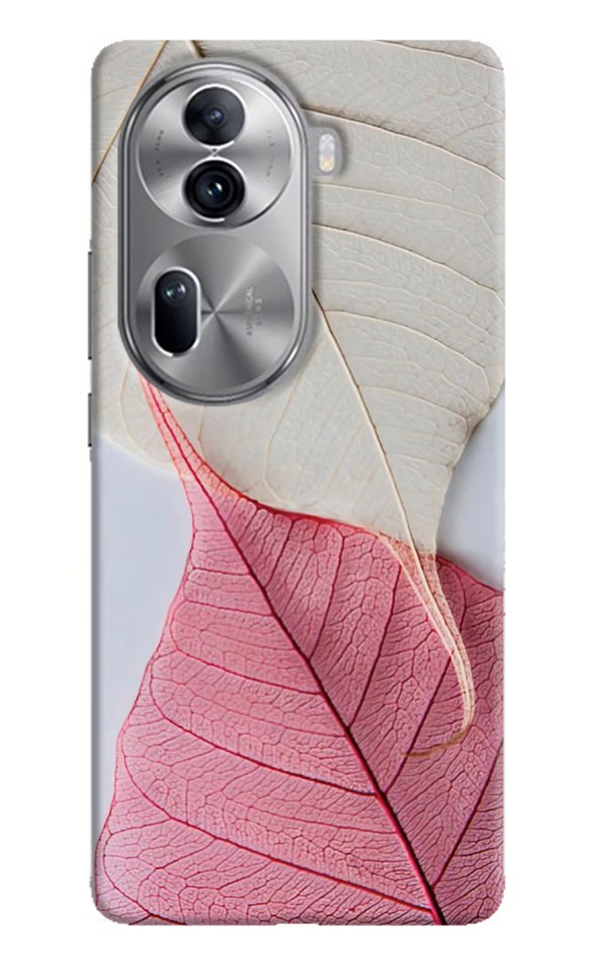 White Pink Leaf Oppo Reno11 Pro 5G Hard Case Back Cover by Casekaro