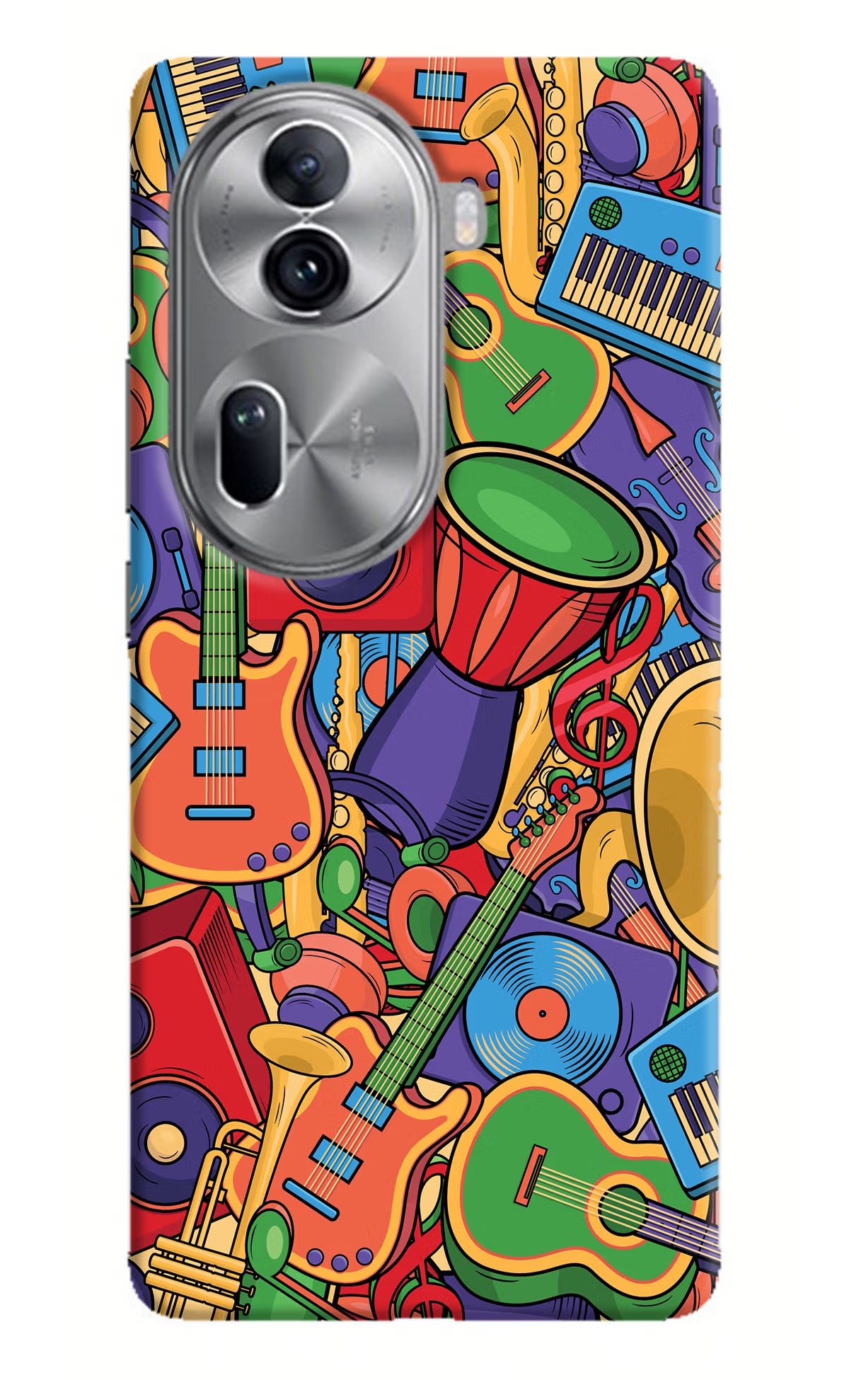 Music Instrument Doodle Oppo Reno11 Pro 5G Hard Case Back Cover by Casekaro